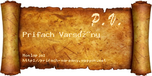Prifach Varsány névjegykártya